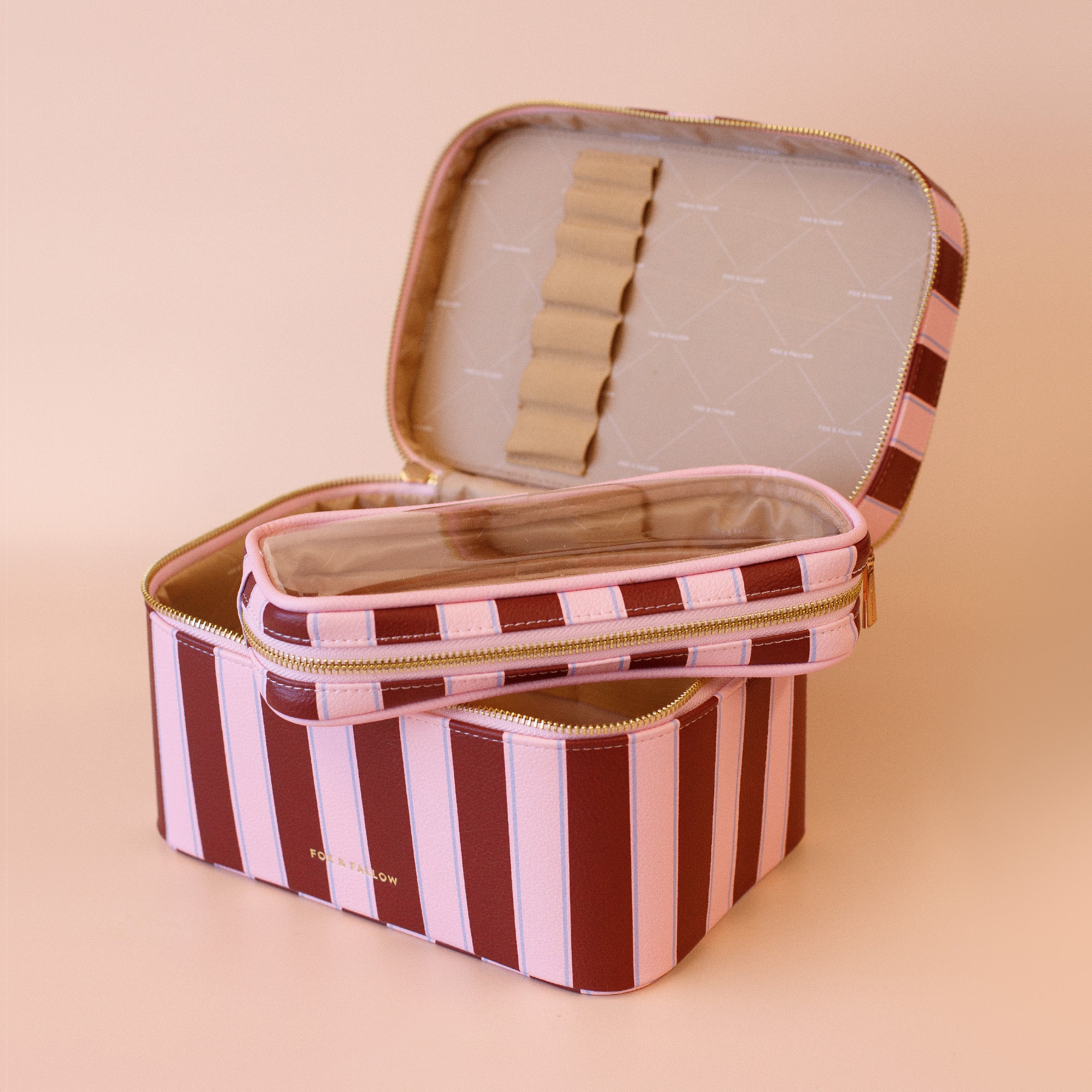 Burgundy Stripe Vanity Case - 'The Classic' - SECONDS