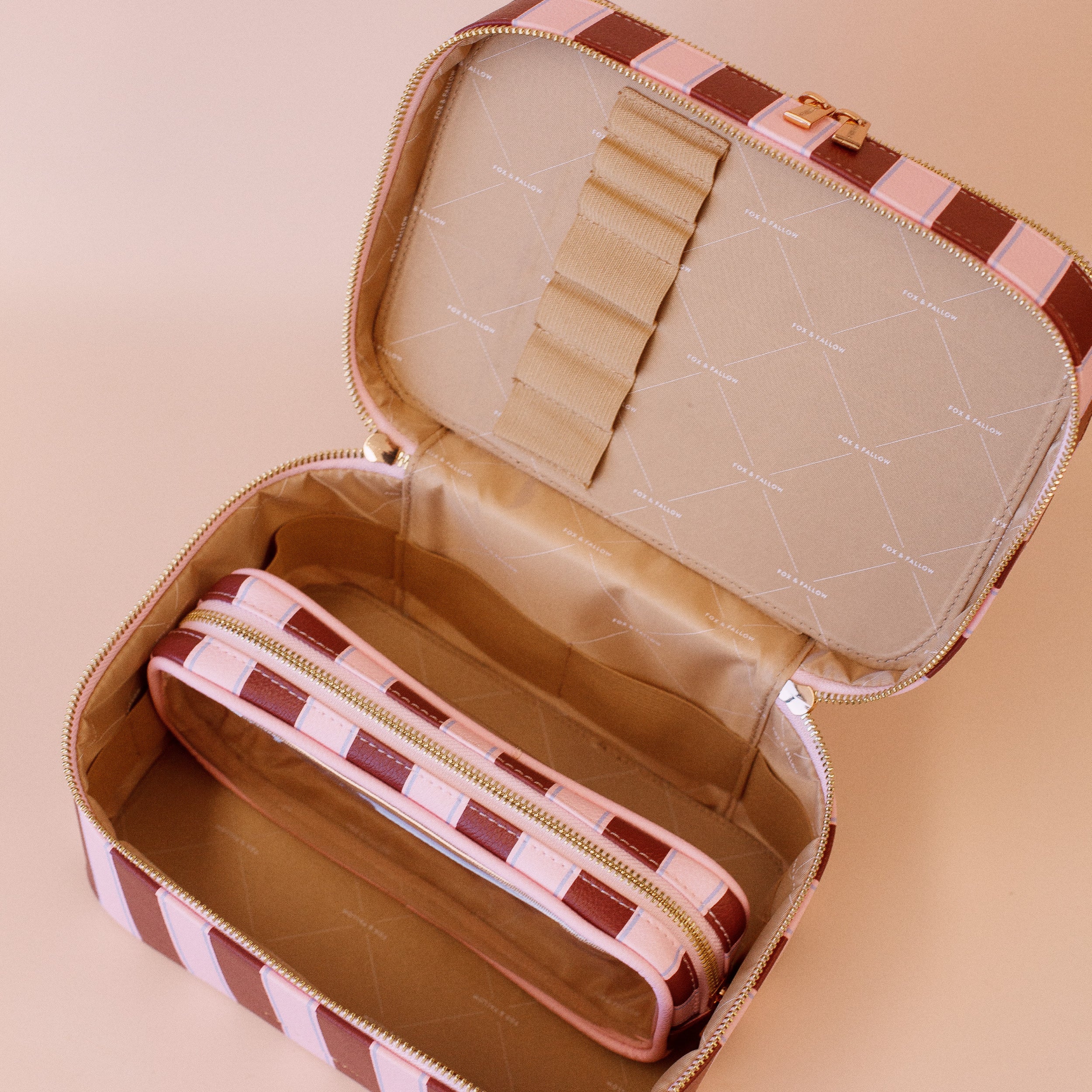 Burgundy Stripe Vanity Case - 'The Classic' - SECONDS