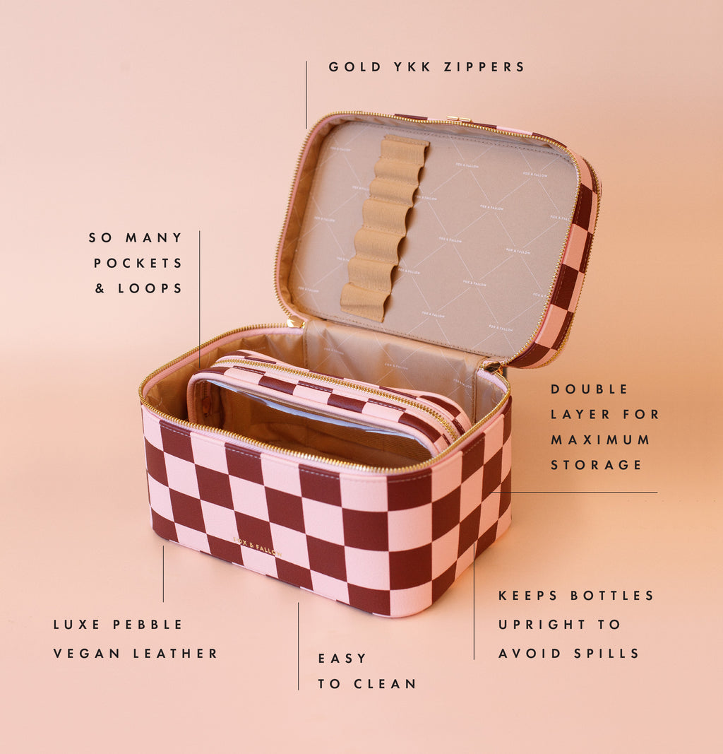 Cherry Check Vanity Case - 'The Classic'