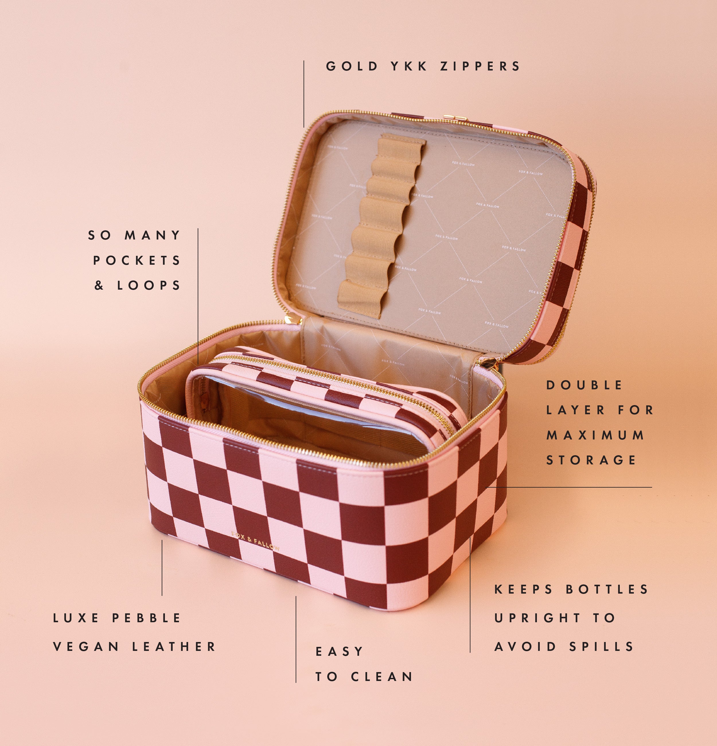Cherry Check Vanity Case - 'The Classic'