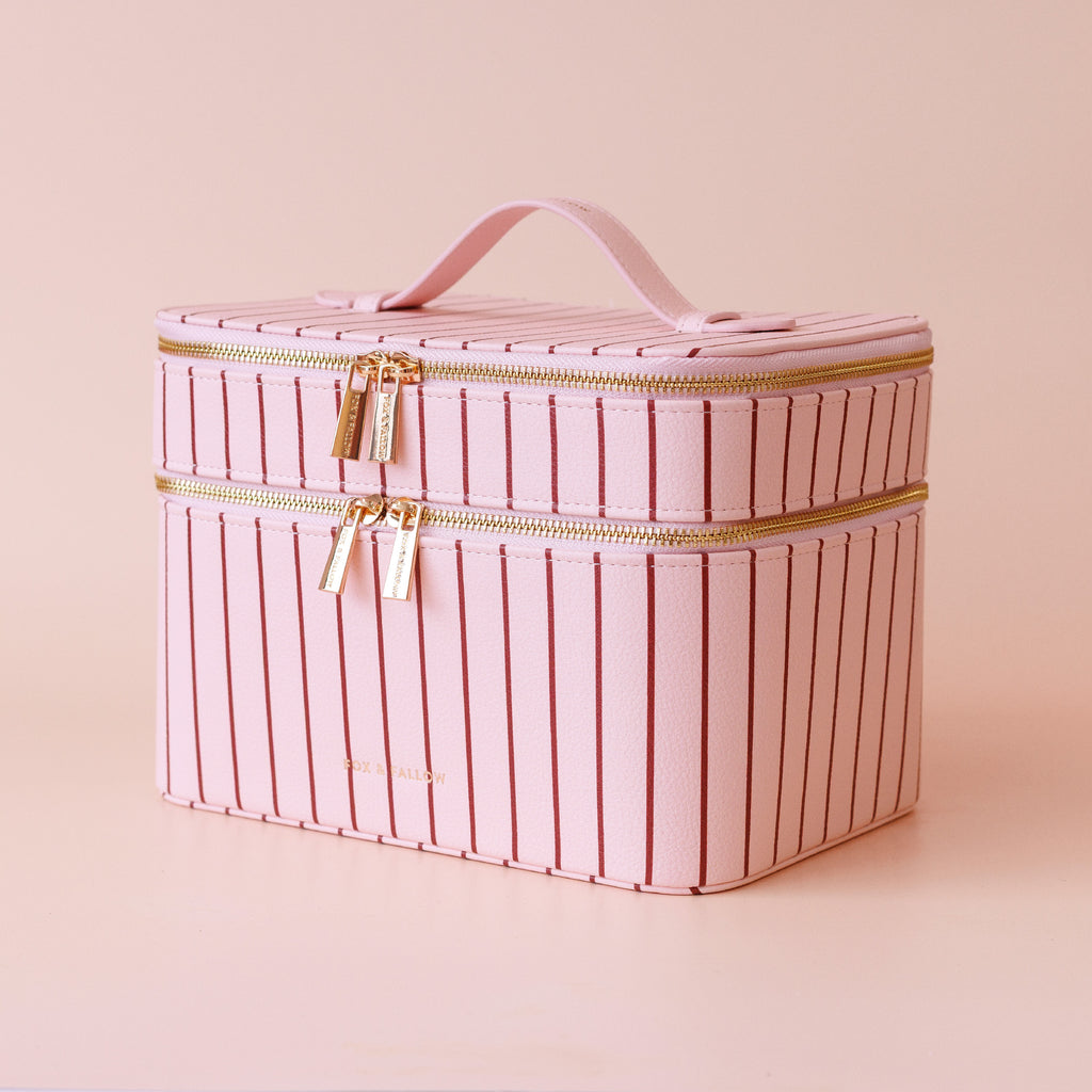 Rosé Pinstripe Vanity Case - 'The Classic' - PRE-ORDER (APRIL)
