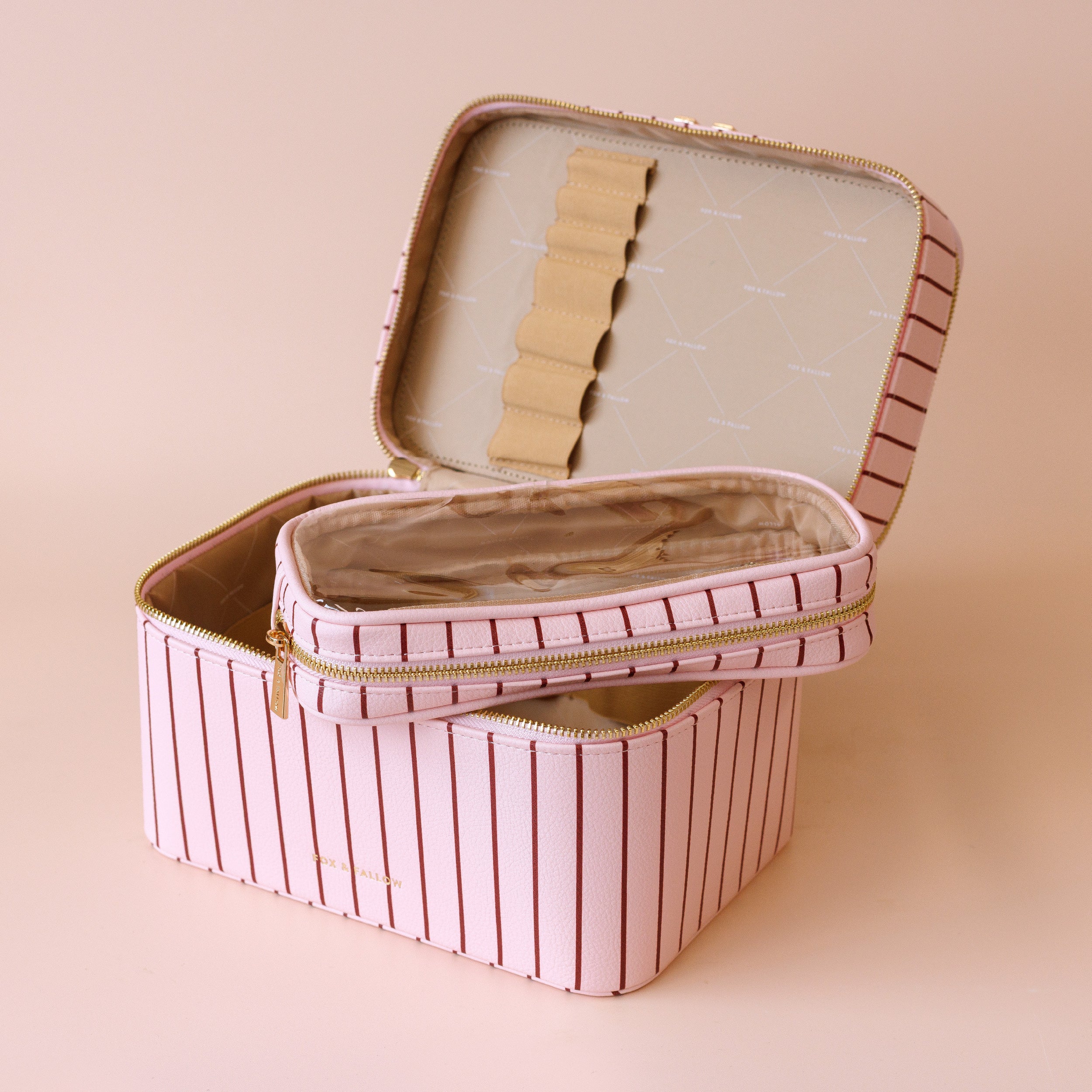 Rosé Pinstripe Vanity Case - 'The Classic' - PRE-ORDER (APRIL)