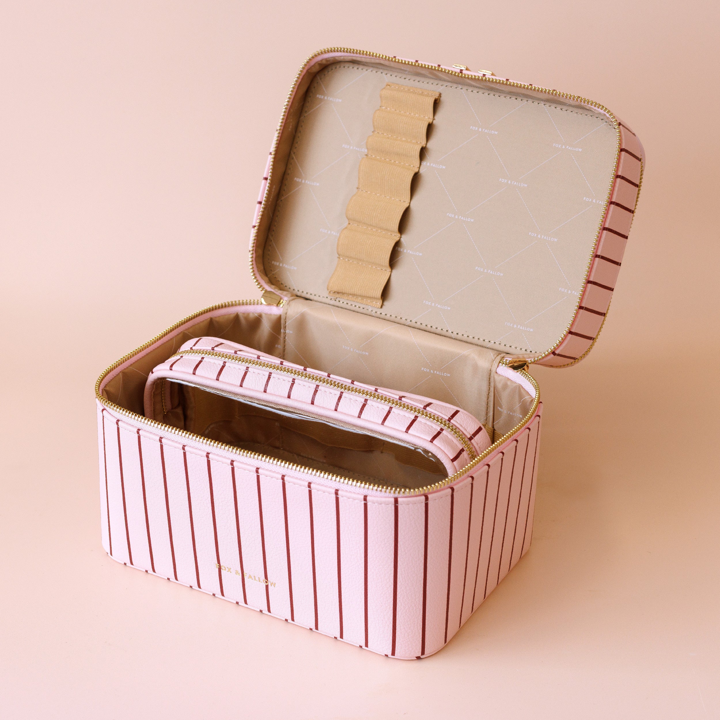 Rosé Pinstripe Vanity Case - 'The Classic' - PRE-ORDER (APRIL)