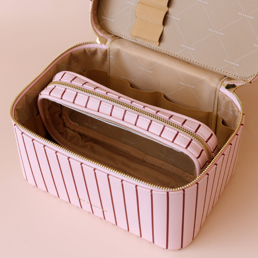 Rosé Pinstripe Vanity Case - 'The Classic' - PRE-ORDER (APRIL)