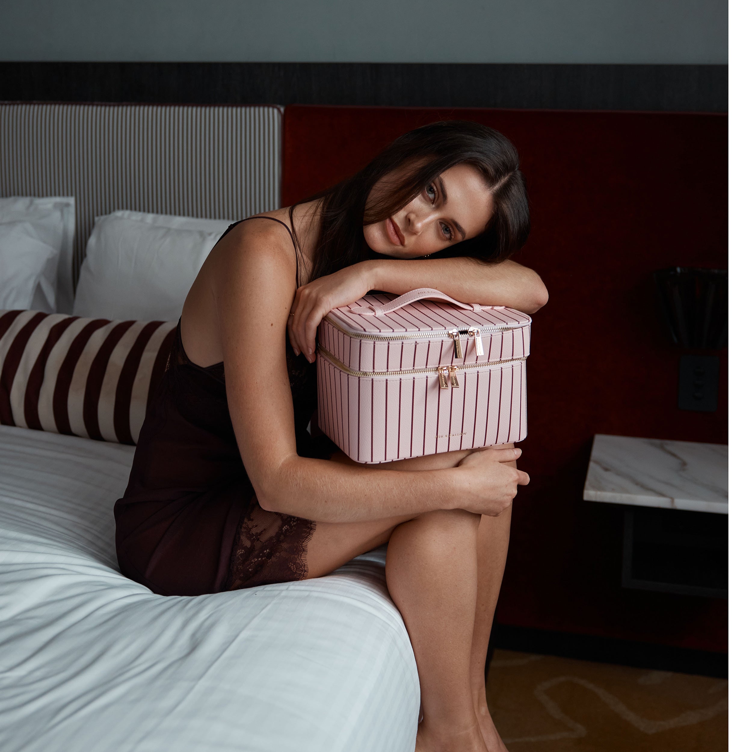 Rosé Pinstripe Vanity Case - 'The Classic' - PRE-ORDER (LATE-APRIL)