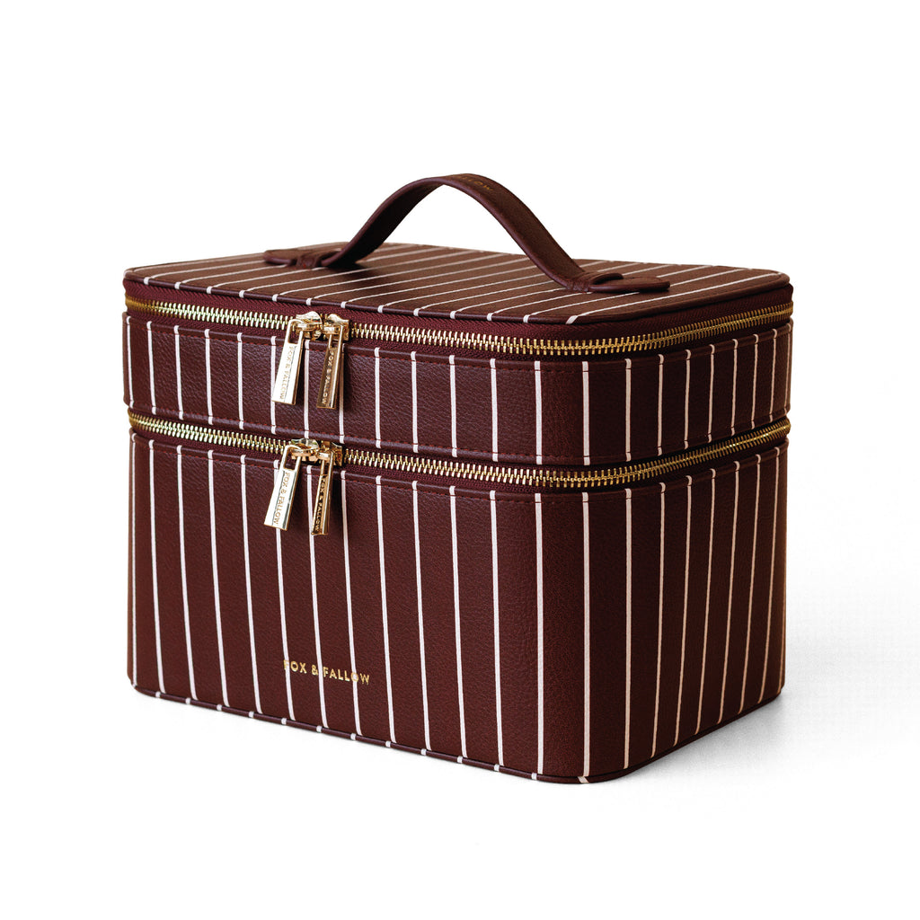 Merlot Pinstripe Vanity Case - 'The Classic' - PRE-ORDER (APRIL)