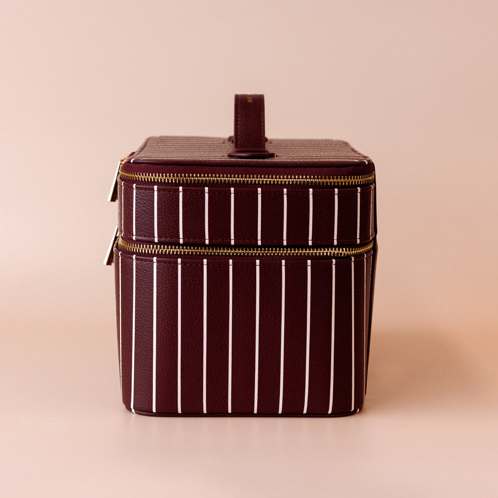Merlot Pinstripe Vanity Case - 'The Classic' - PRE-ORDER (APRIL)