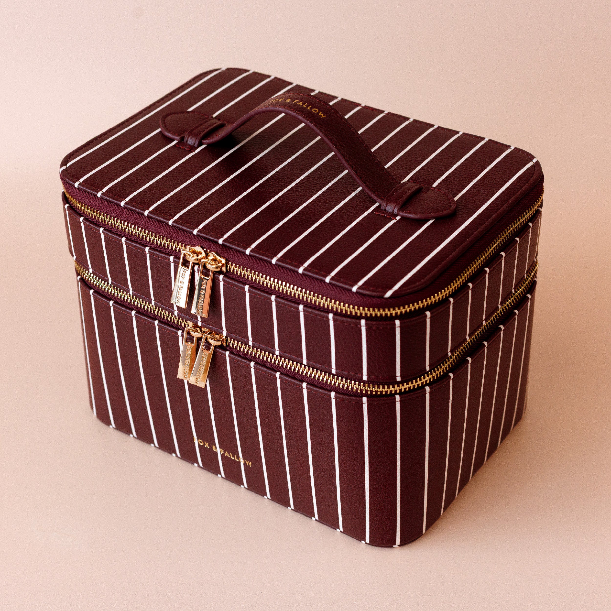 Merlot Pinstripe Vanity Case - 'The Classic' - PRE-ORDER (APRIL)