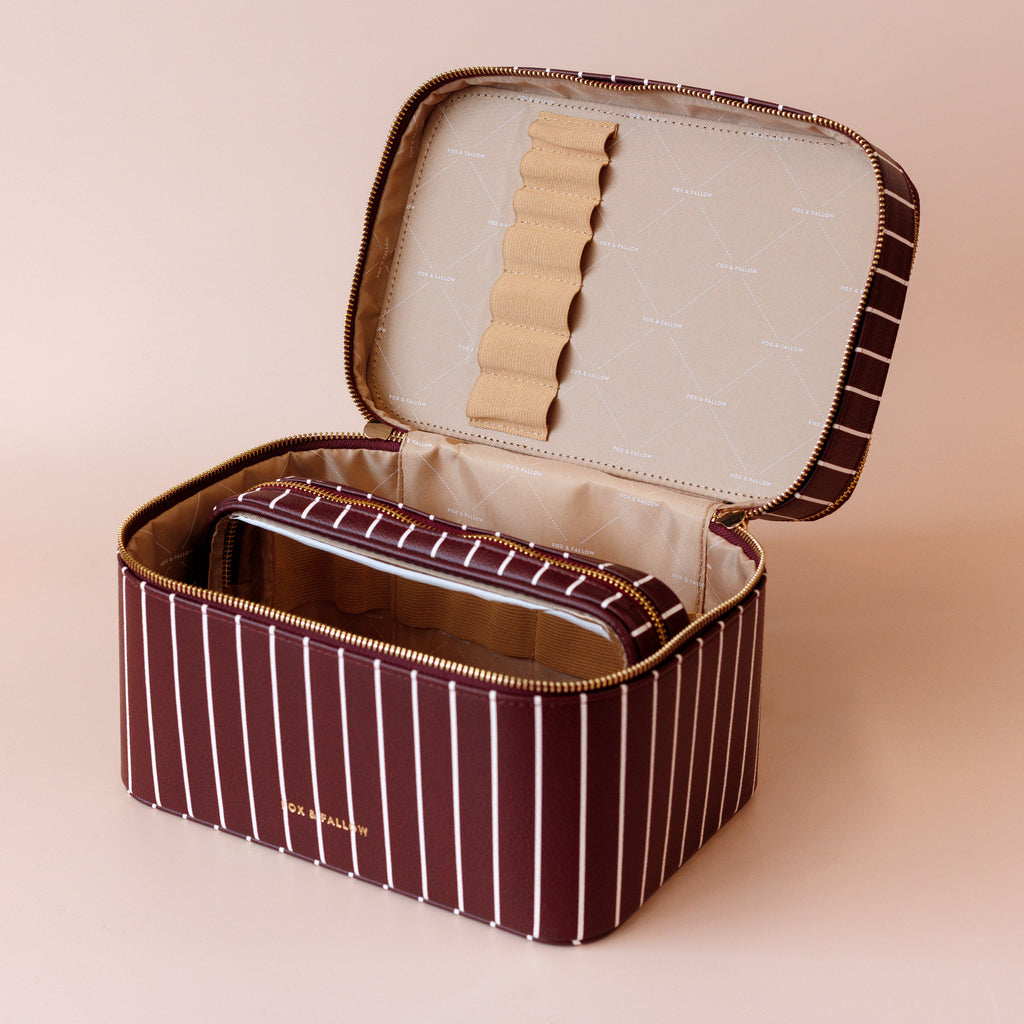 Merlot Pinstripe Vanity Case - 'The Classic' - PRE-ORDER (APRIL)