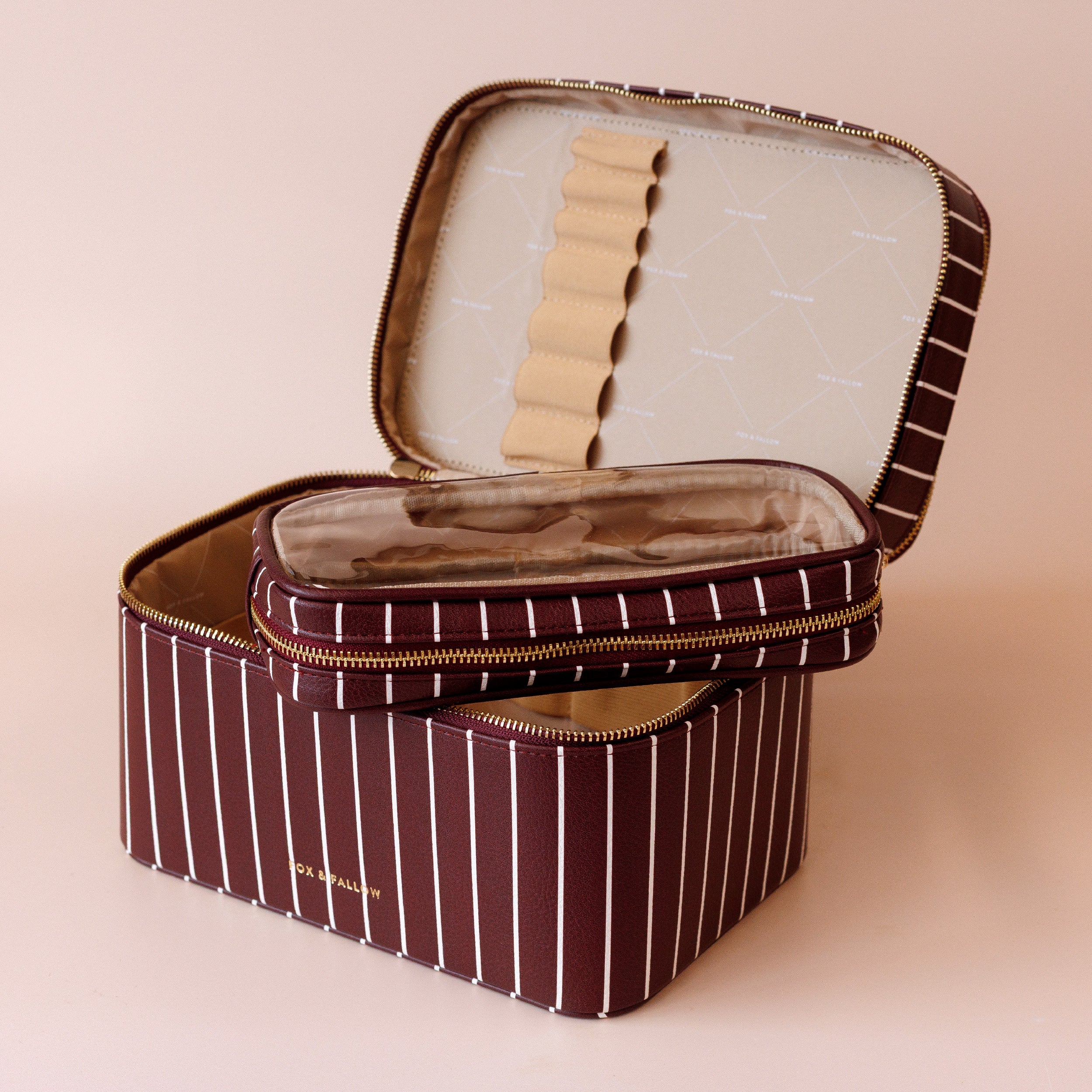 Merlot Pinstripe Vanity Case - 'The Classic' - PRE-ORDER (APRIL)