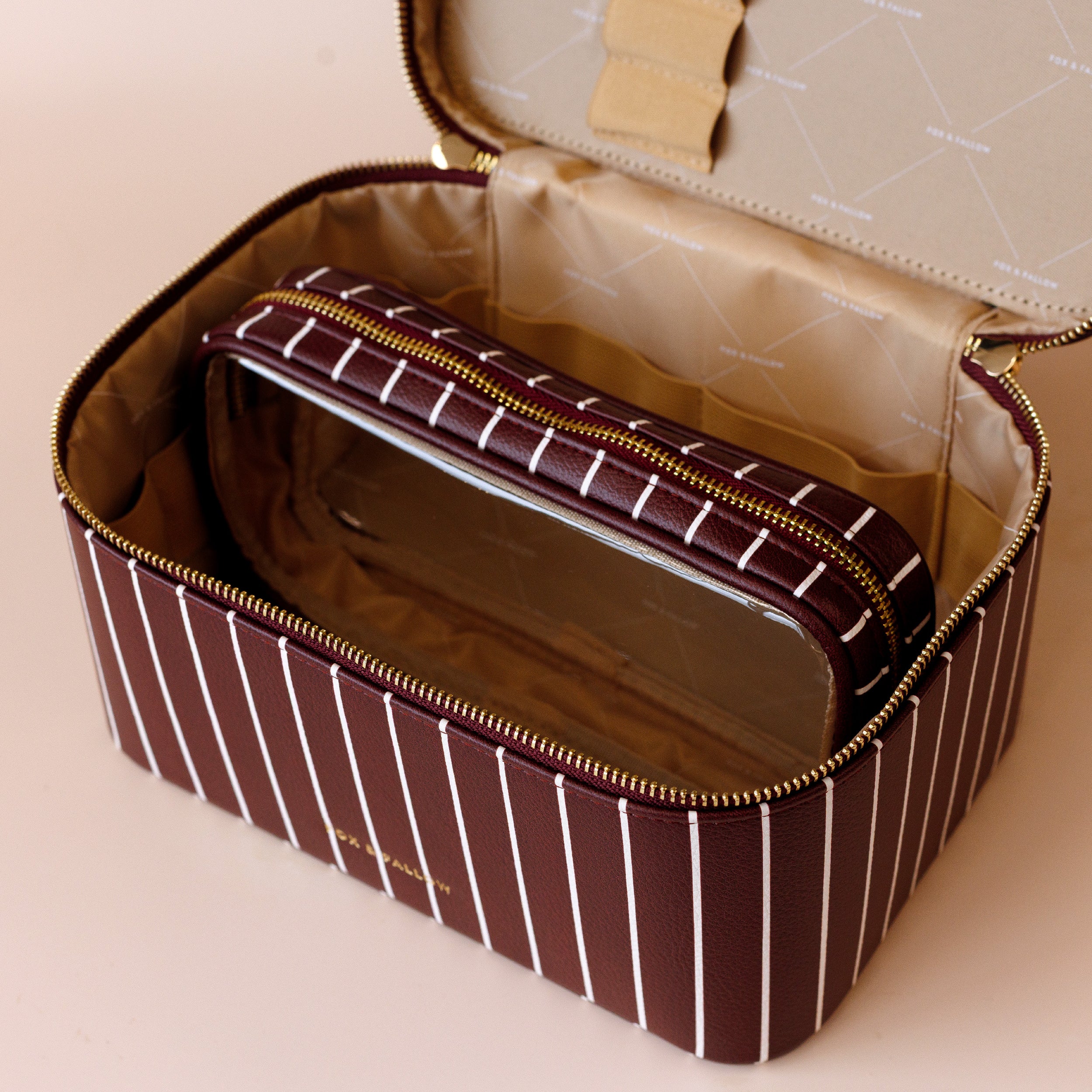 Merlot Pinstripe Vanity Case - 'The Classic' - PRE-ORDER (APRIL)