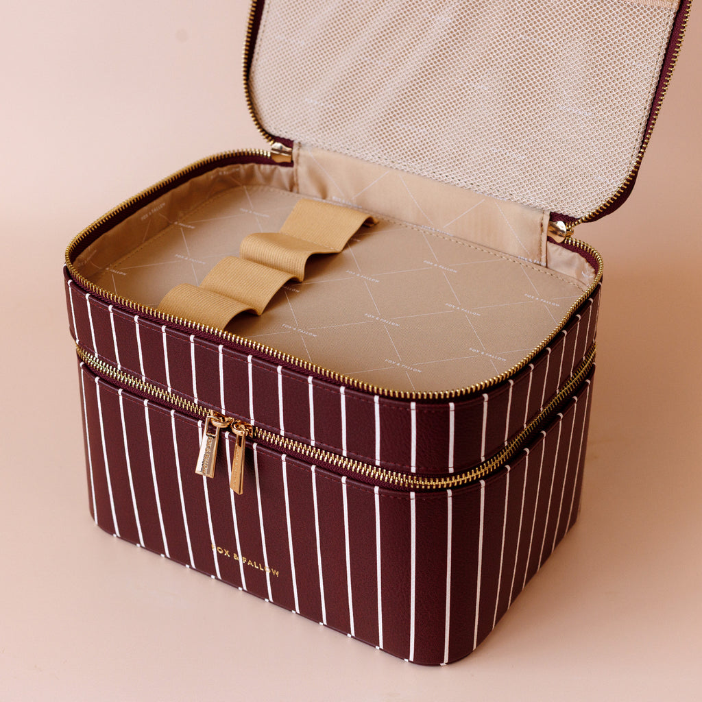 Merlot Pinstripe Vanity Case - 'The Classic' - PRE-ORDER (APRIL)