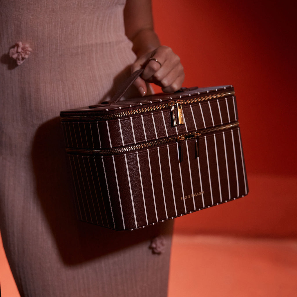 Merlot Pinstripe Vanity Case - 'The Classic'