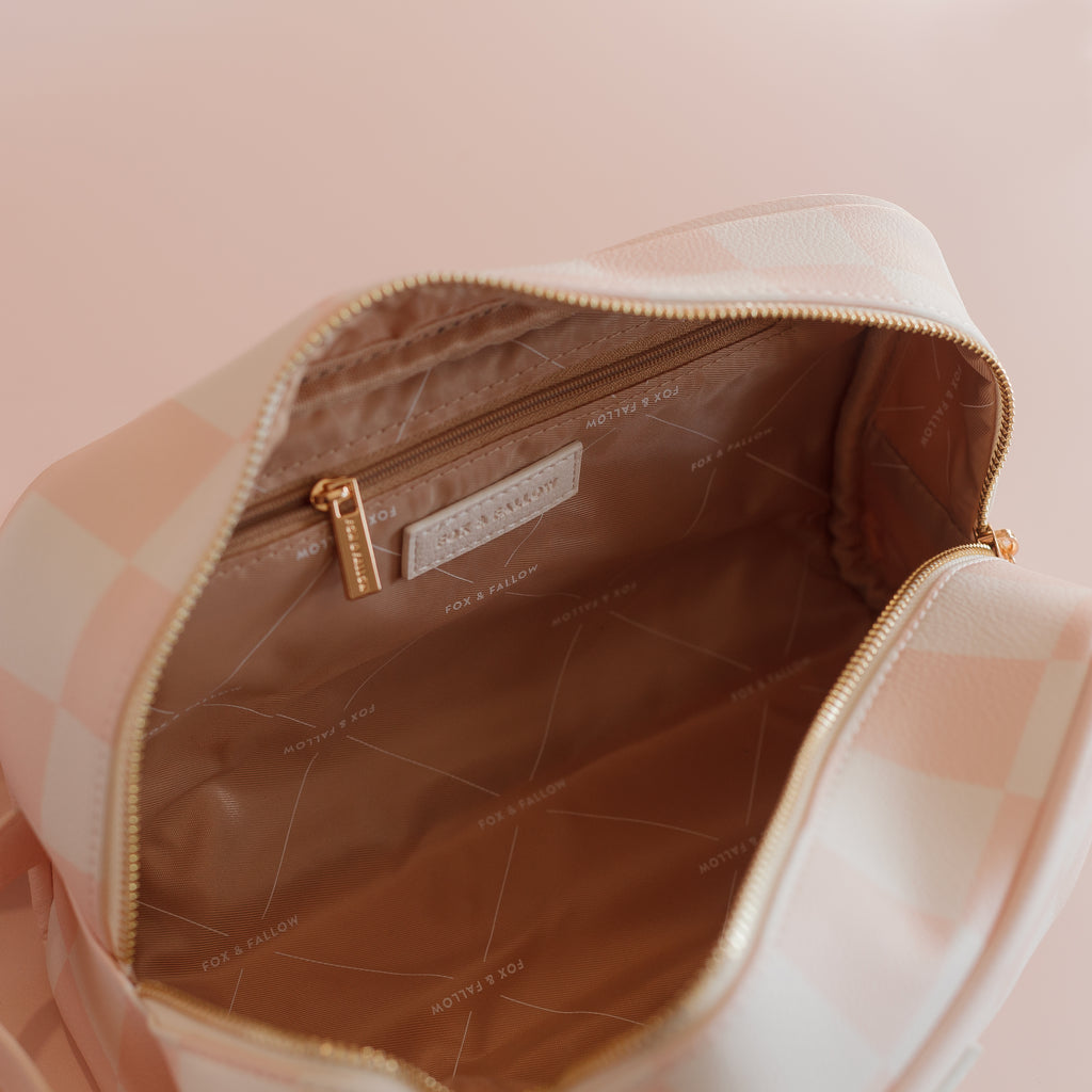 Salmon Check Wash Bag - LAST STOCK