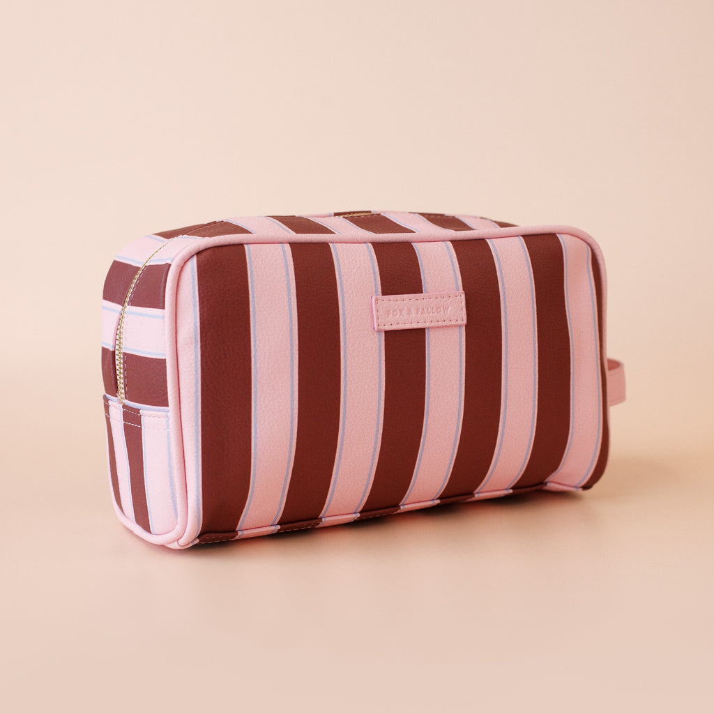 Burgundy Stripe Wash Bag