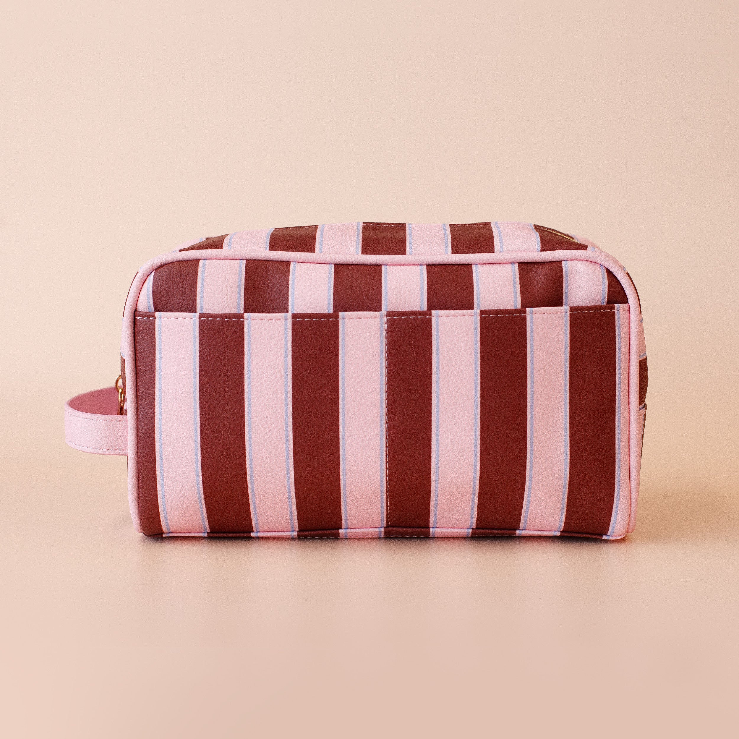 Burgundy Stripe Wash Bag