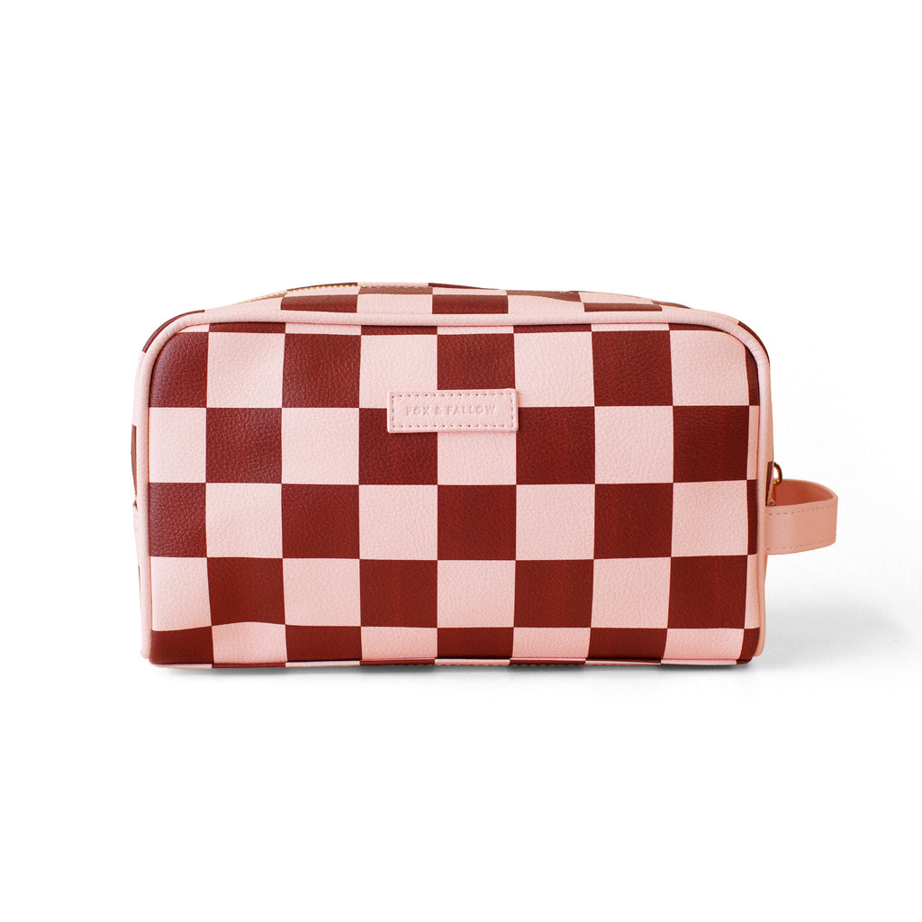 Cherry Check Wash Bag