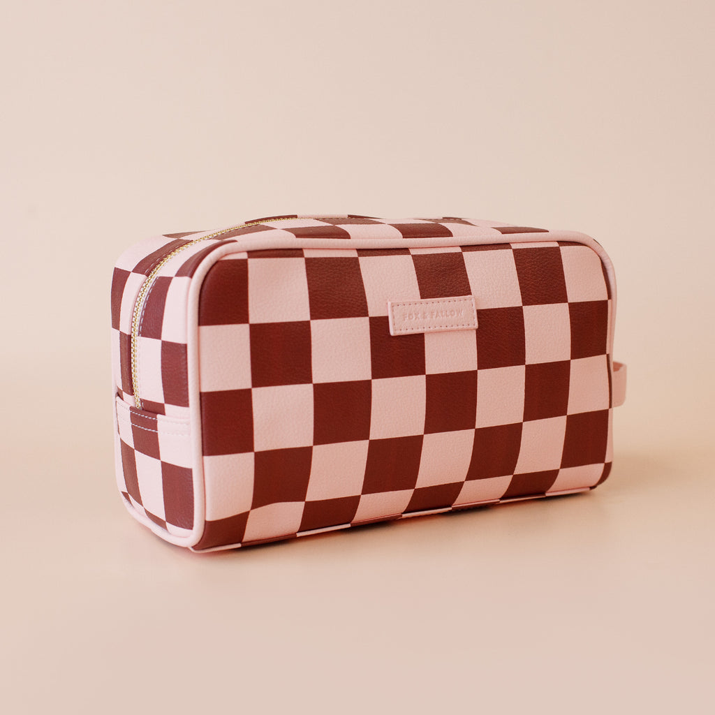 Cherry Check Wash Bag