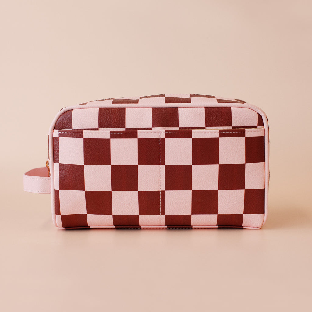 Cherry Check Wash Bag