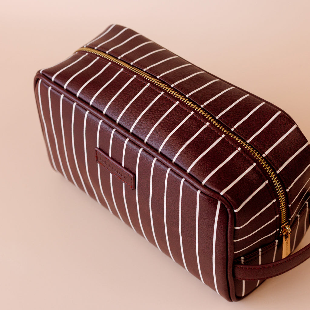 Merlot Pinstripe Wash Bag - PRE-ORDER (APRIL)