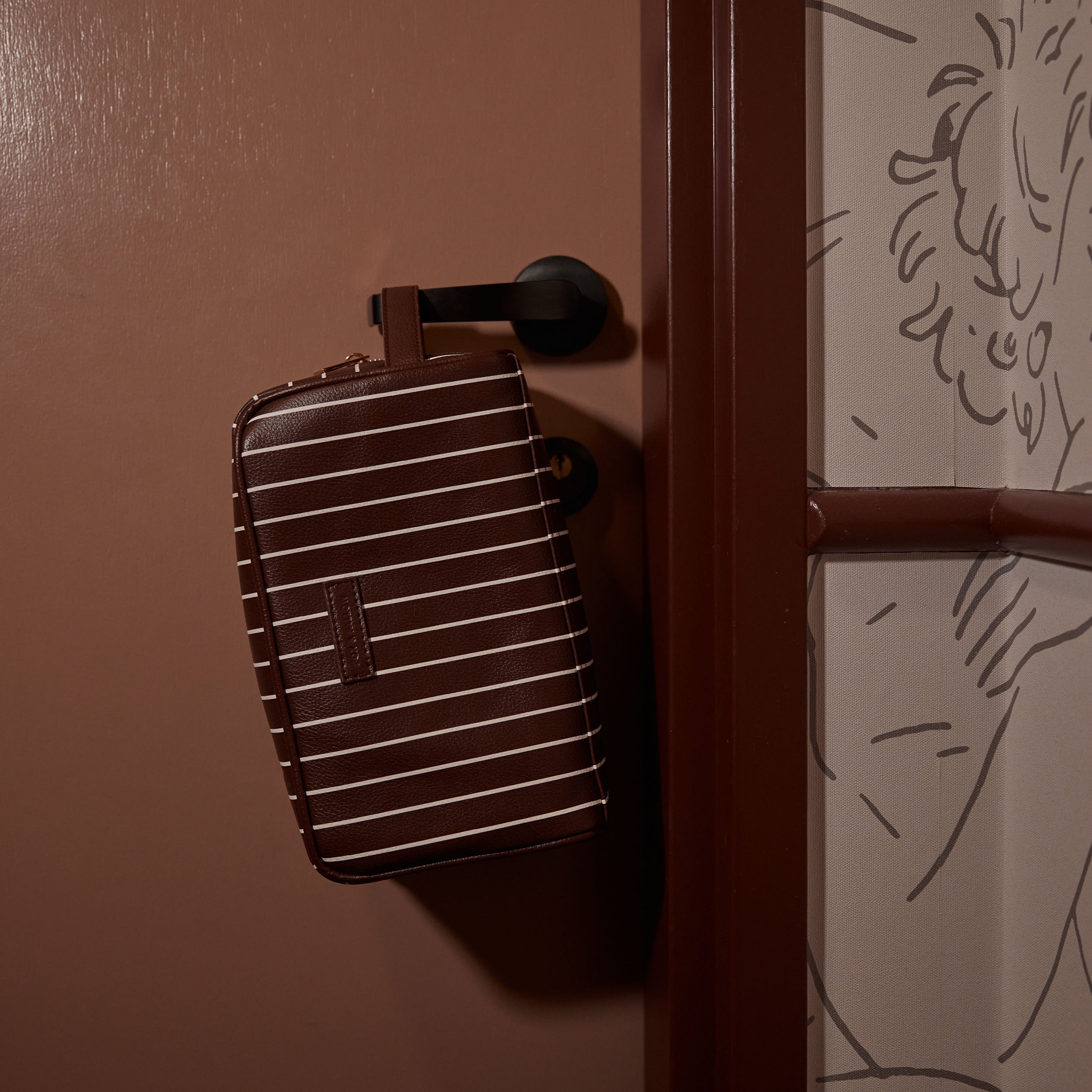 Merlot Pinstripe Wash Bag - PRE-ORDER (LATE-APRIL)