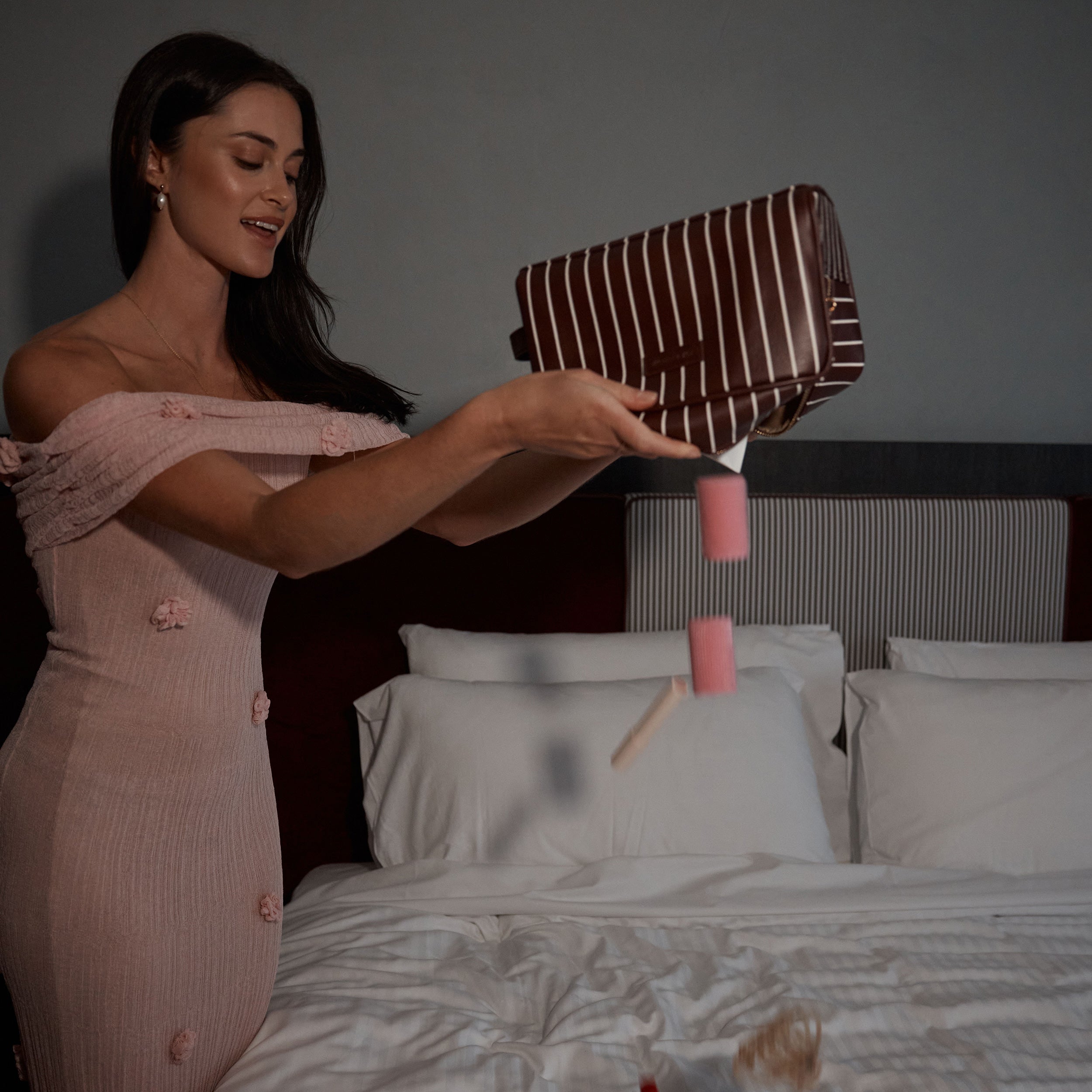 Merlot Pinstripe Wash Bag - PRE-ORDER (LATE-APRIL)