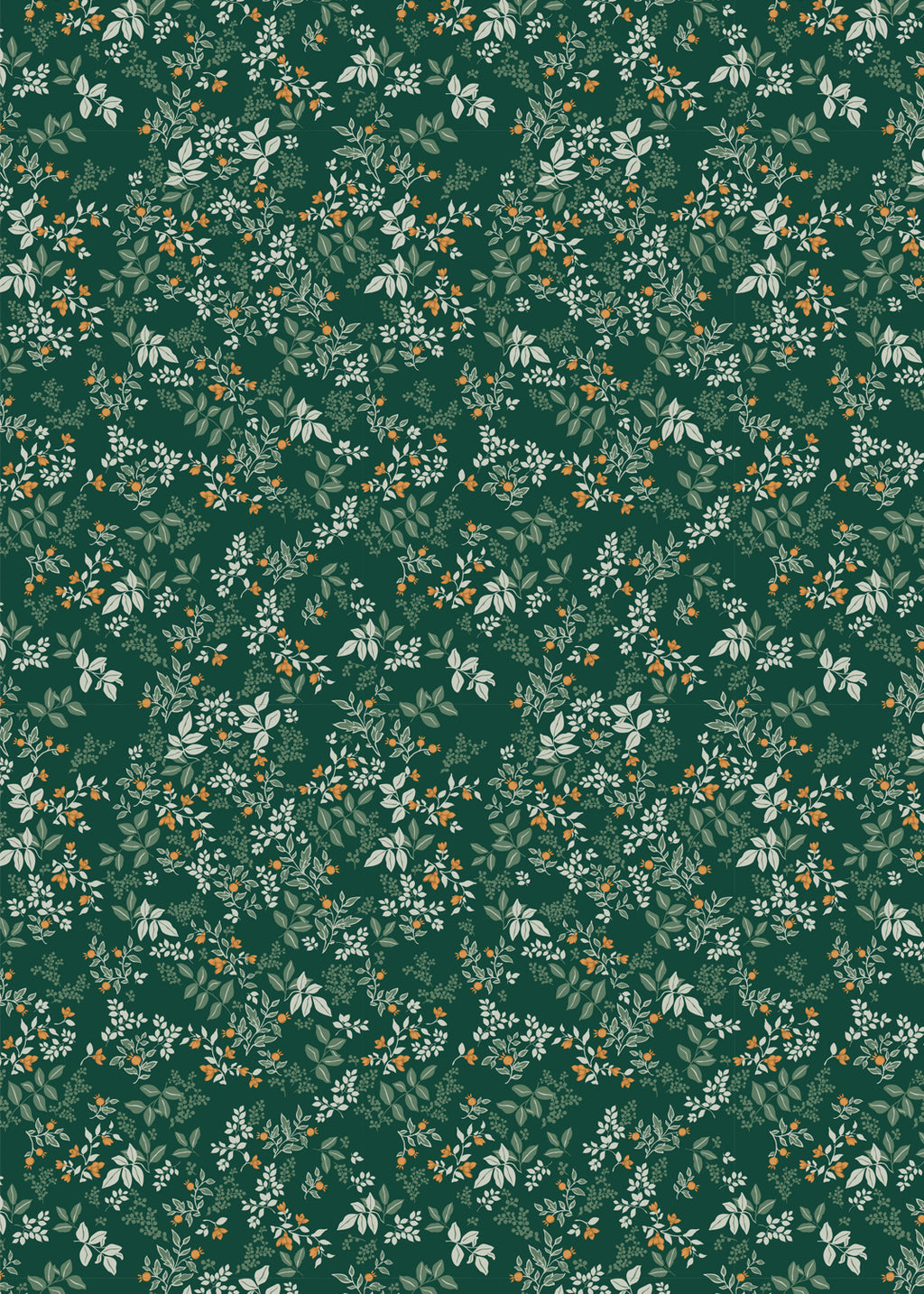 Green Holly/White Vines Double Sided Gift Wrap Flat Sheet - 12 Sheet Pack