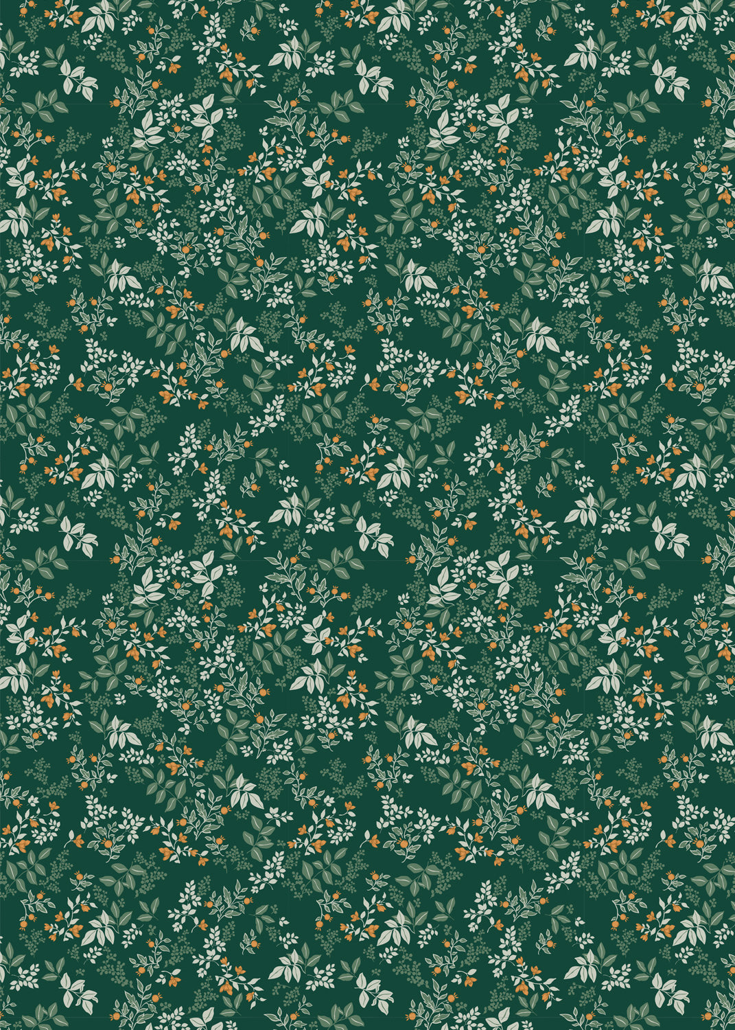 Green Holly/White Vines Double Sided Gift Wrap Flat Sheet - 12 Sheet Pack