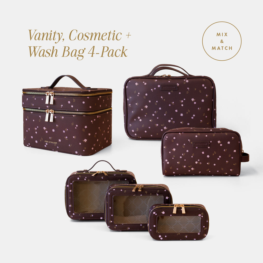 Vanity, Cosmetic + Wash Bag 4-Pack Bundle