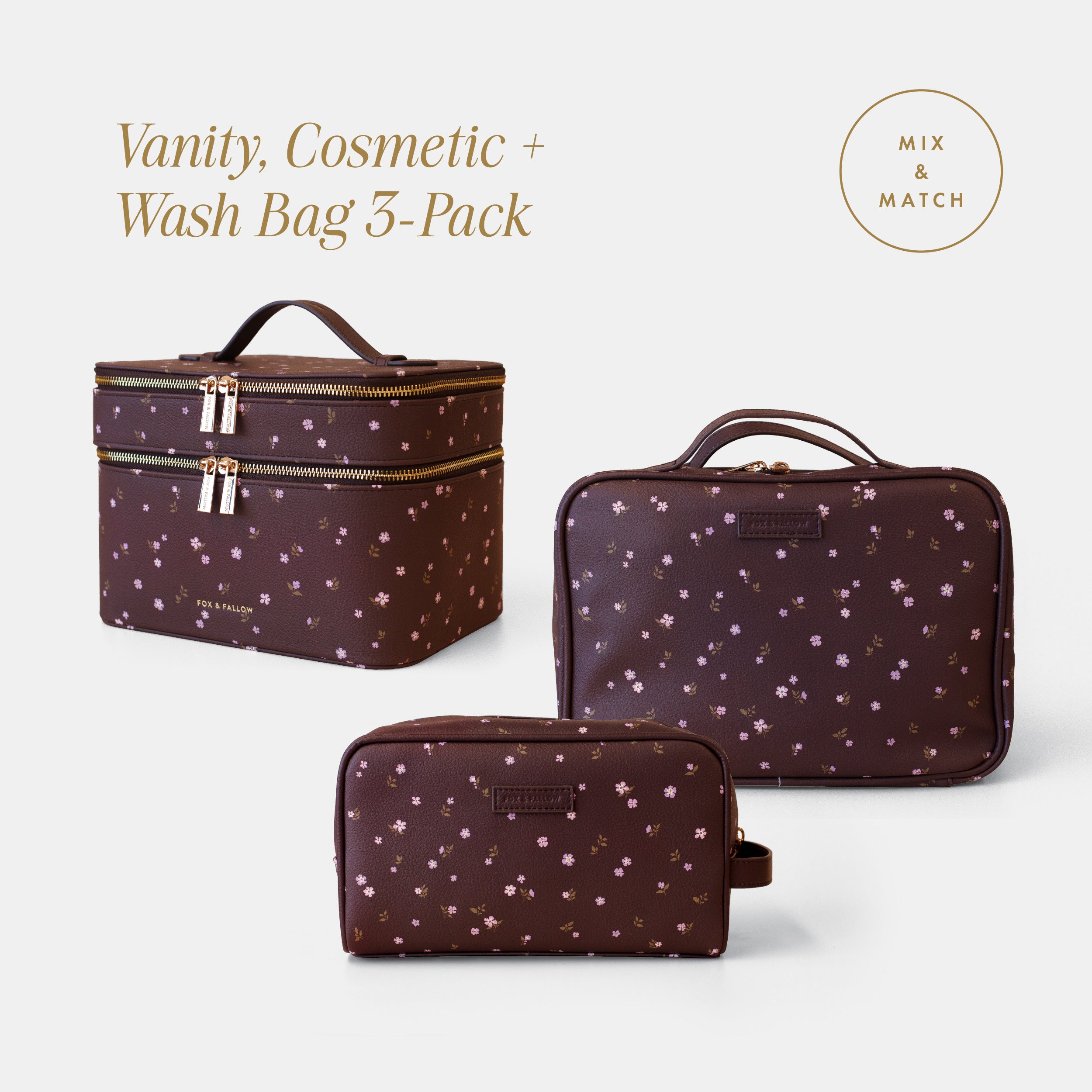 Vanity, Cosmetic + Wash Bag 3-Pack Bundle