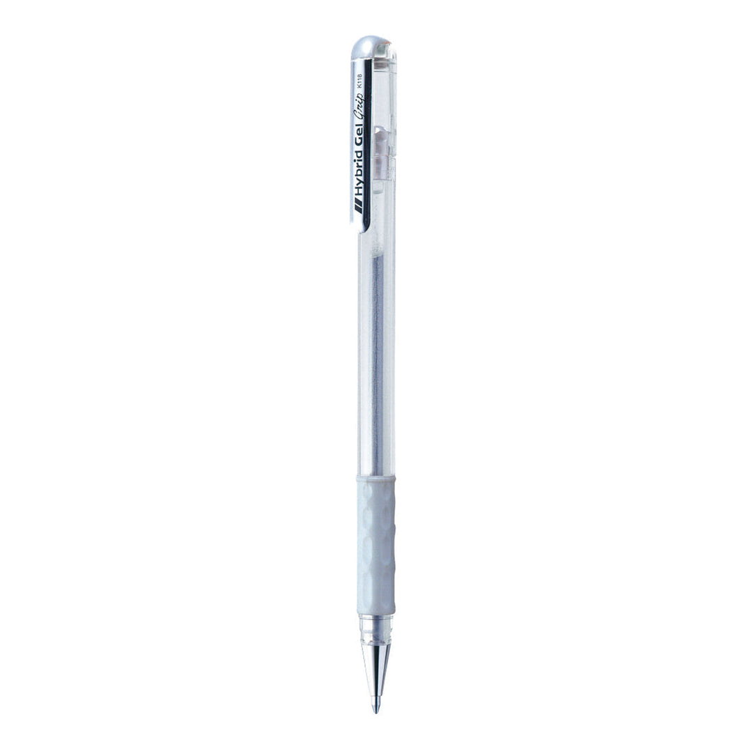 PENTEL Lot de 3 stylos roller à encre gel Hybrid Gel Grip K118L, blanc