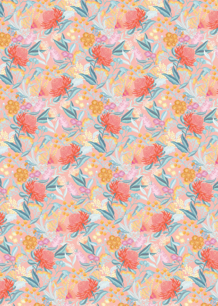 Wattle Gift Wrap Flat Sheet - 12 Sheet Pack