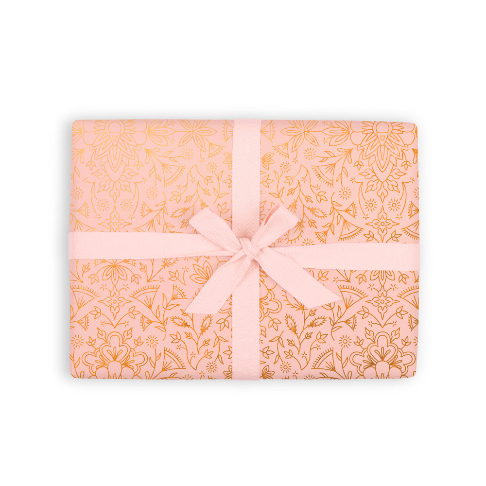 Moroccan Peach Gift Wrap Flat Sheet - 12 Sheet Pack