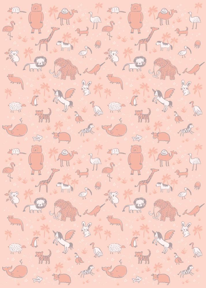 Baby Animals Gift Wrap Flat Sheet - 12 Sheet Pack