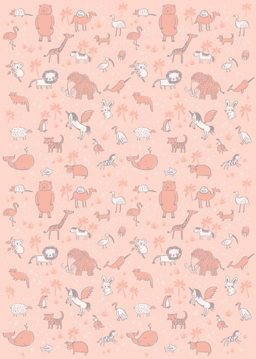 Baby Animals Gift Wrap Flat Sheet - 12 Sheet Pack