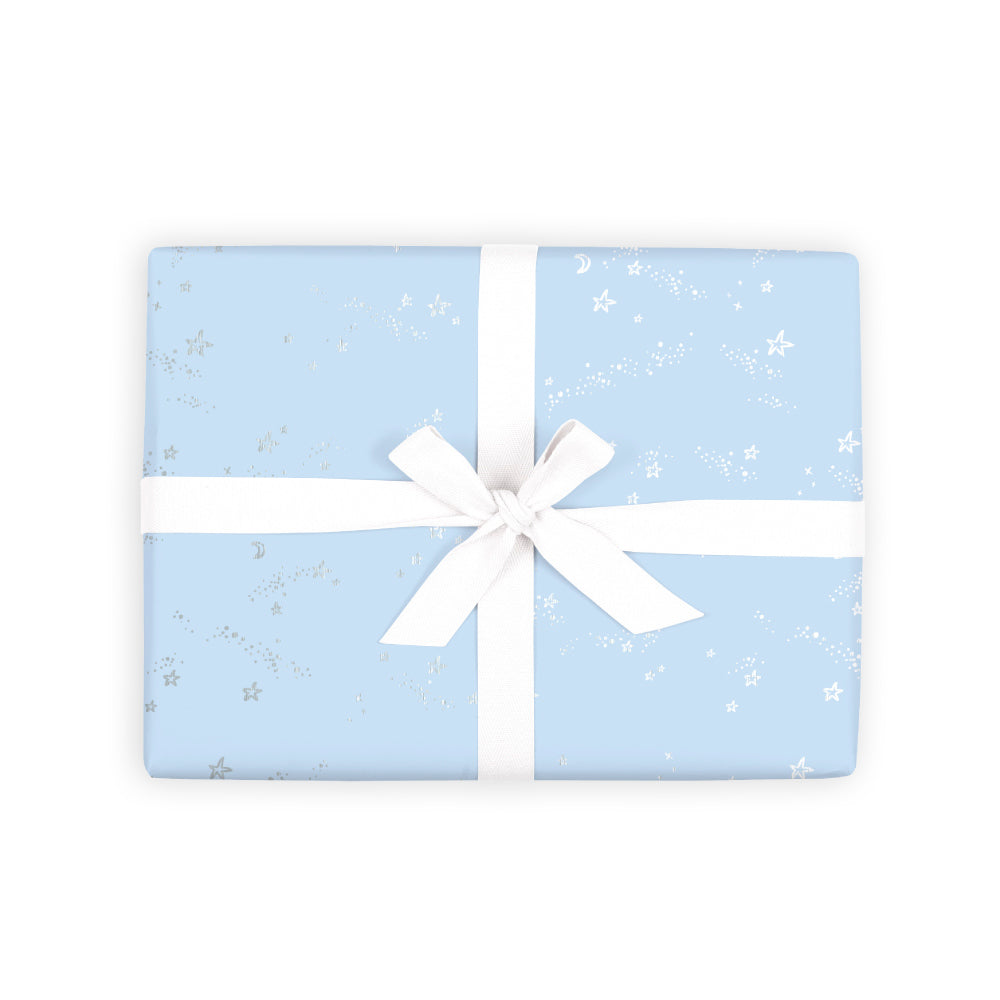 Blue Stardust Gift Wrap Flat Sheet - 12 Sheet Pack