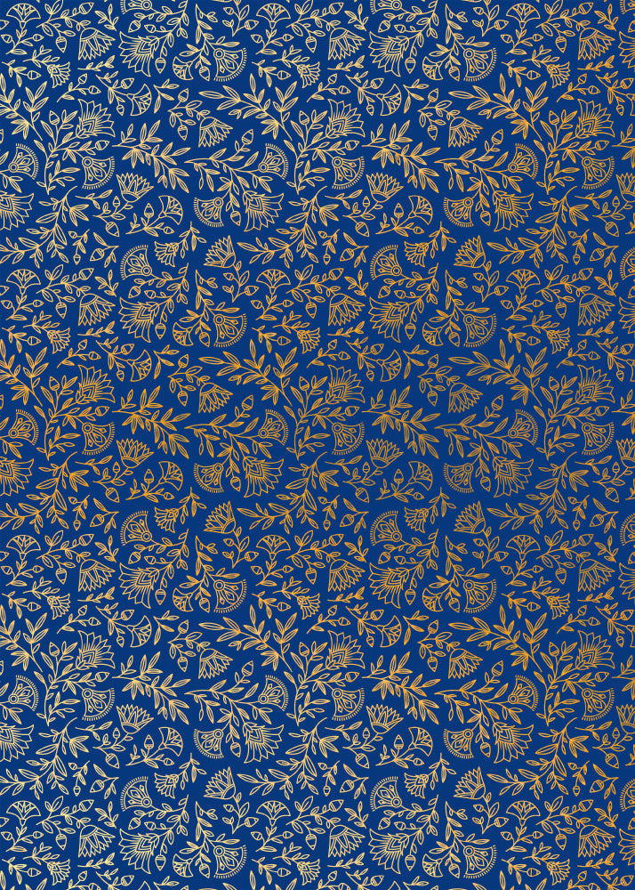 Navy Amulet Gift Wrap Flat Sheet - 12 Sheet Pack