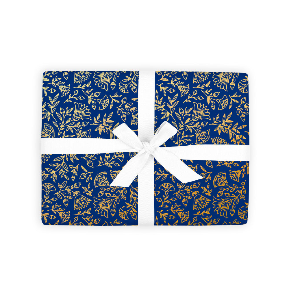 Navy Amulet Gift Wrap Flat Sheet - 12 Sheet Pack