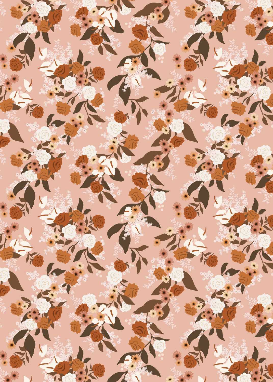 Dusty Rose Garden Gift Wrap Flat Sheet - 12 Sheet Pack