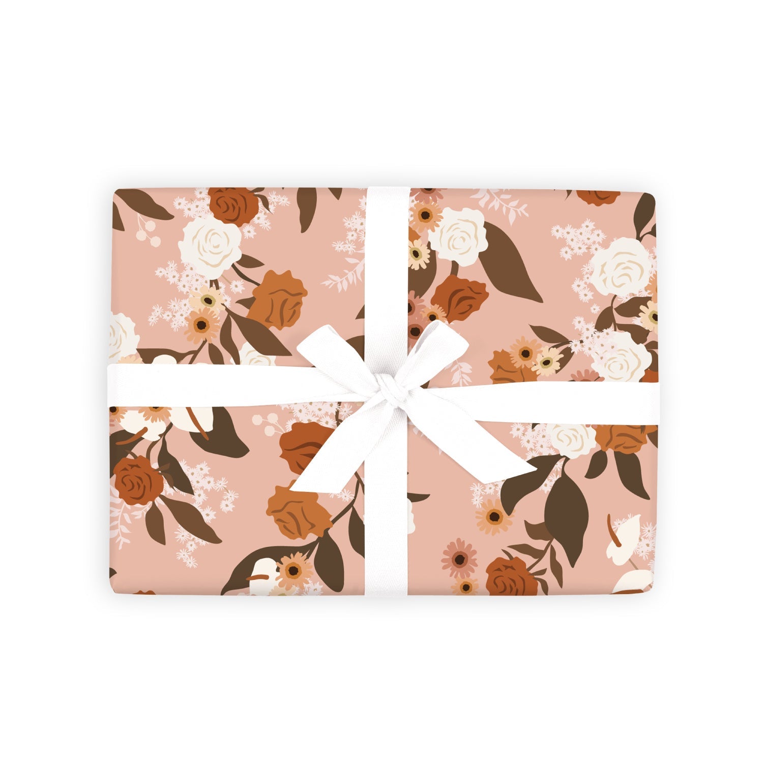 Dusty Rose Garden Gift Wrap Flat Sheet - 12 Sheet Pack
